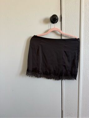 Dark chocolate brown Lace Trim Half Slip - Smooth Underskirt